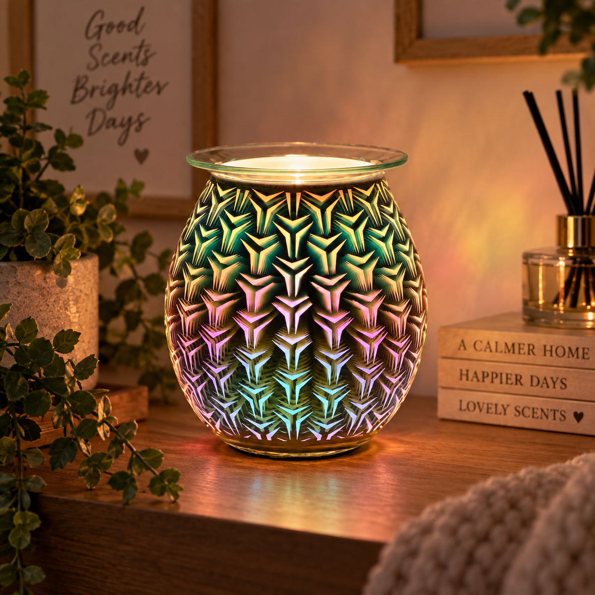 Geometric Light up electric wax warmer